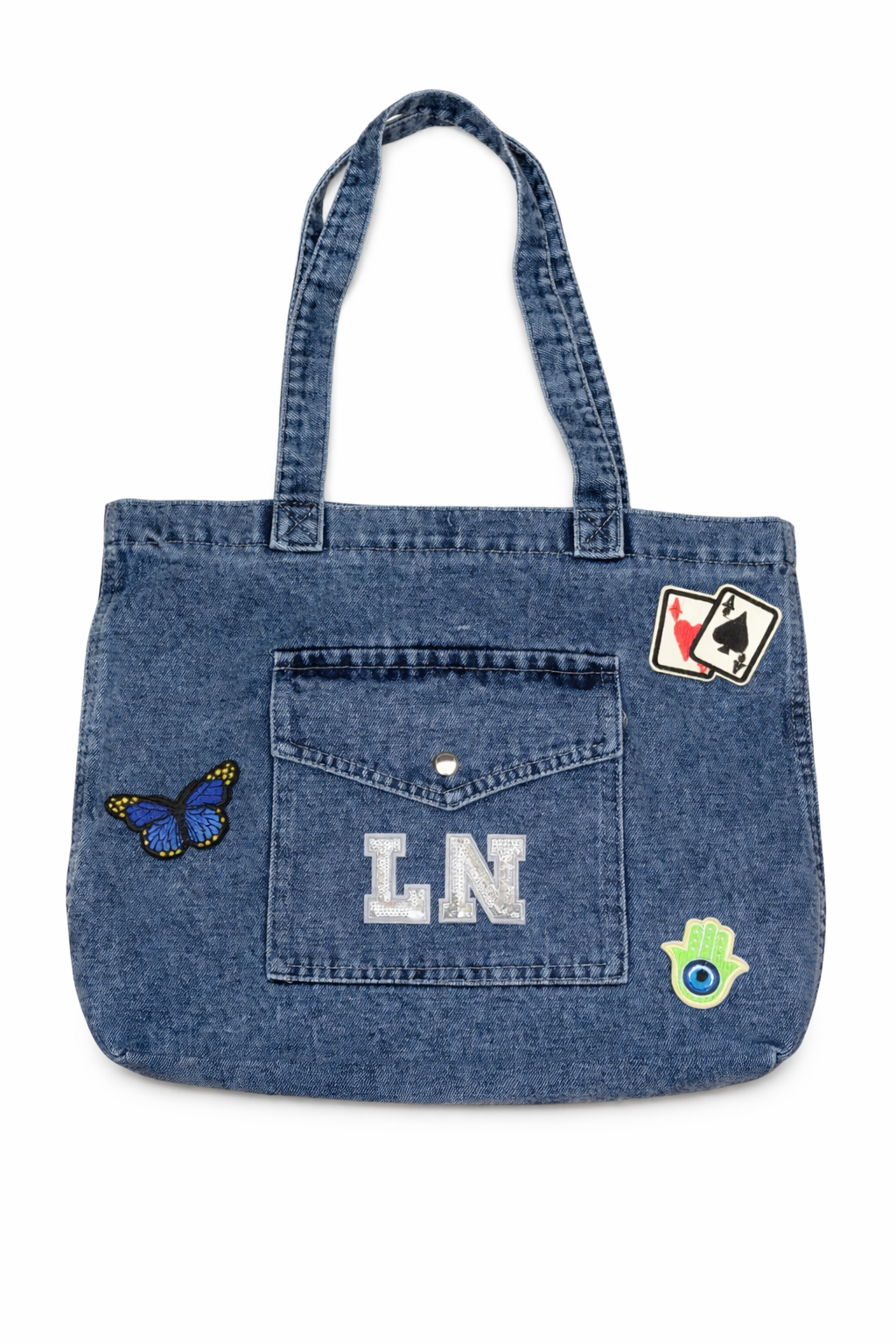 Your Bag Your Way Custom Denim Patch Tote | Personalized Denim Tote Bag
