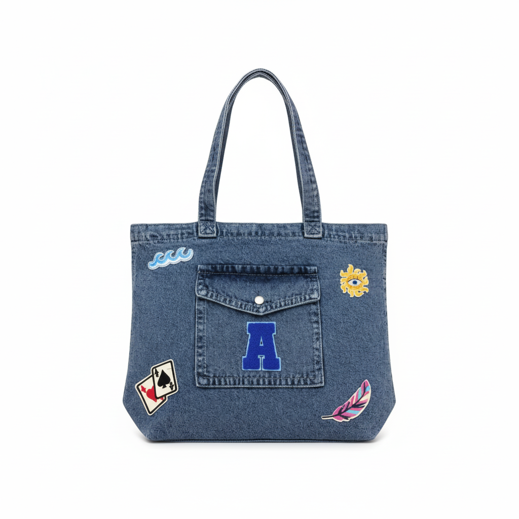 Your Bag Your Way Custom Denim Patch Tote | Personalized Denim Tote Bag