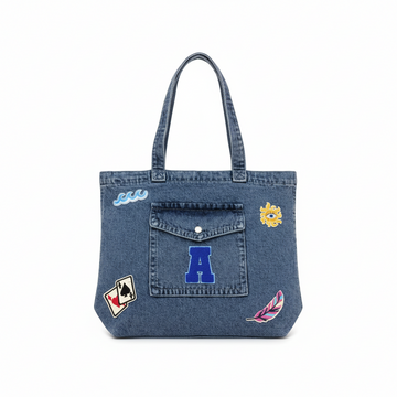 Your Bag Your Way Custom Denim Patch Tote | Personalized Denim Tote Bag