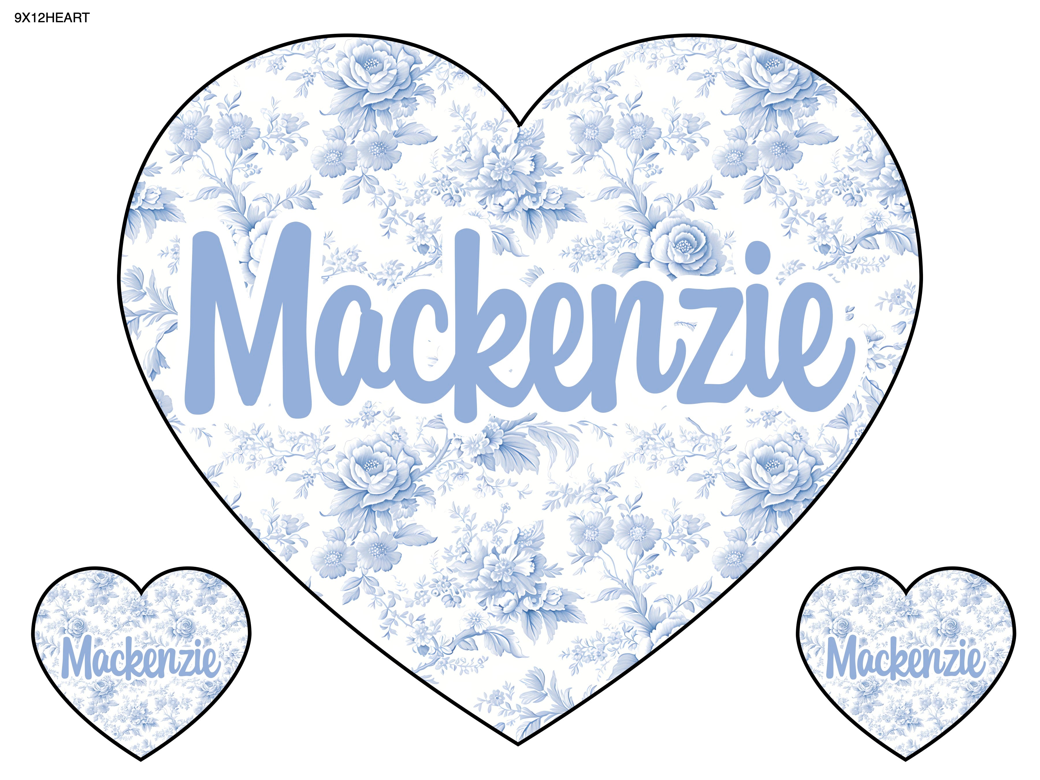 Namedrops 9x12 Heart Cling It