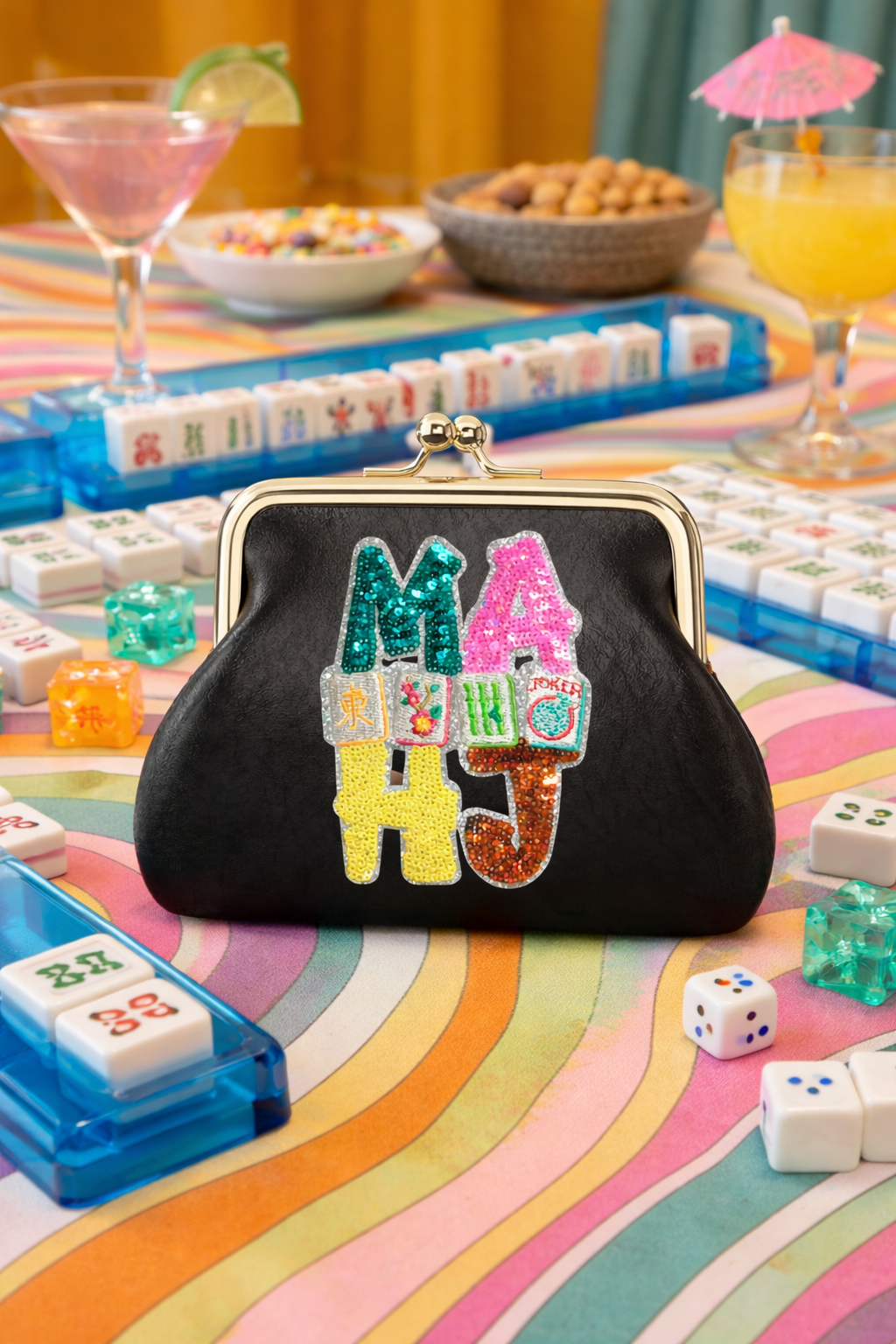 MAHJ Sequin Coin Purse | Beaded Mahjong Clutch Wallet