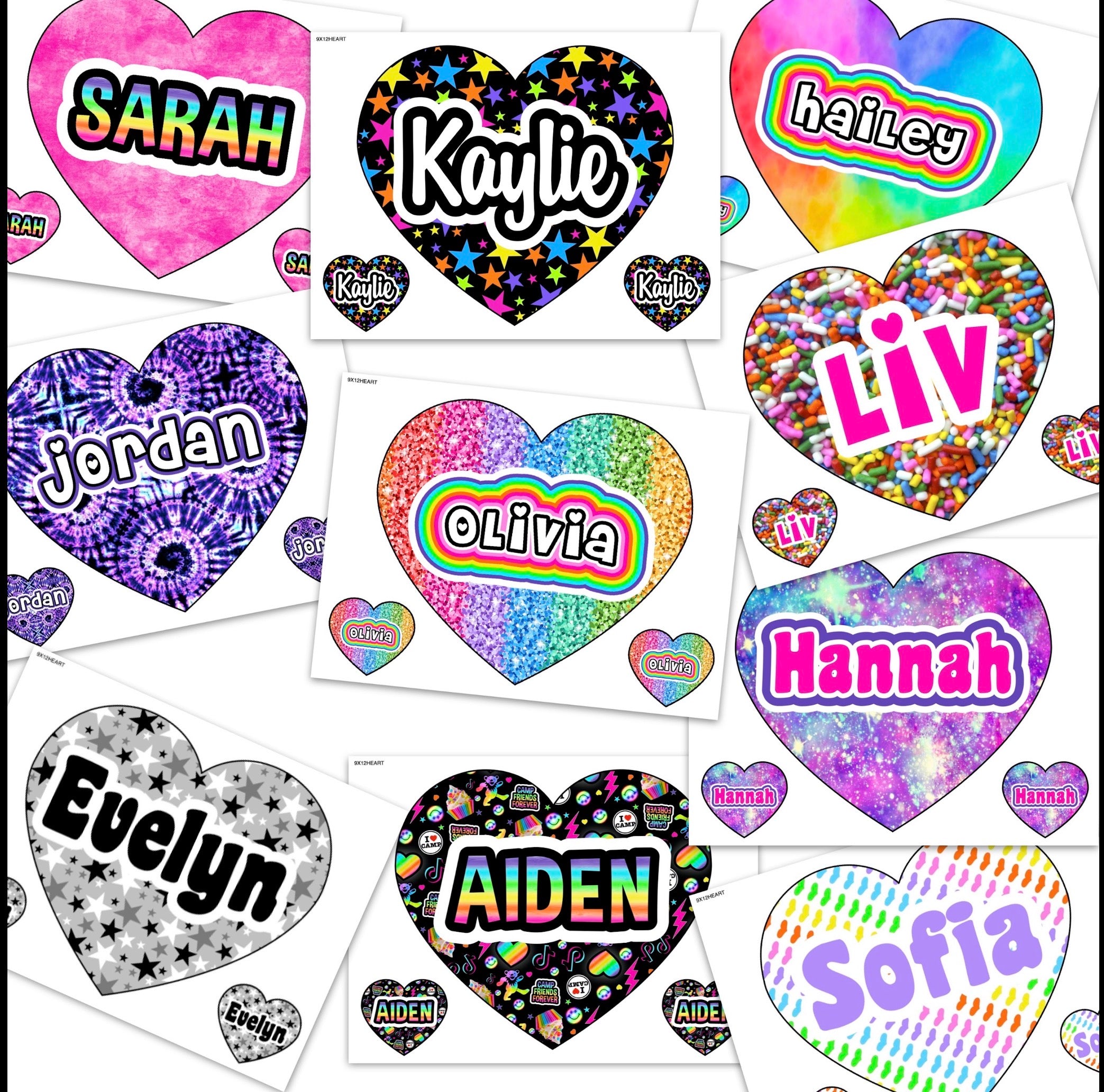 Namedrops 9x12 Heart Cling It