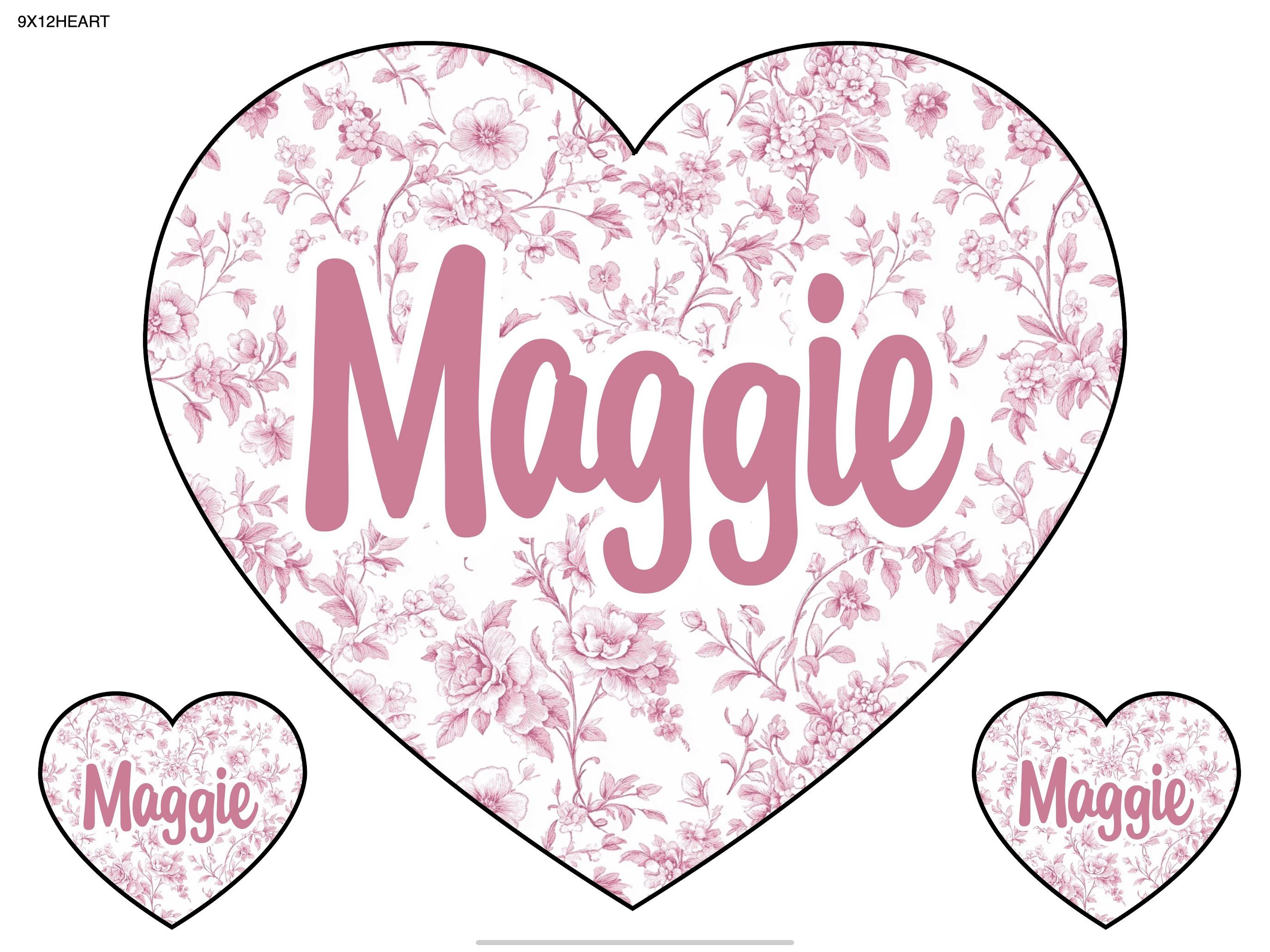 Namedrops 9x12 Heart Cling It