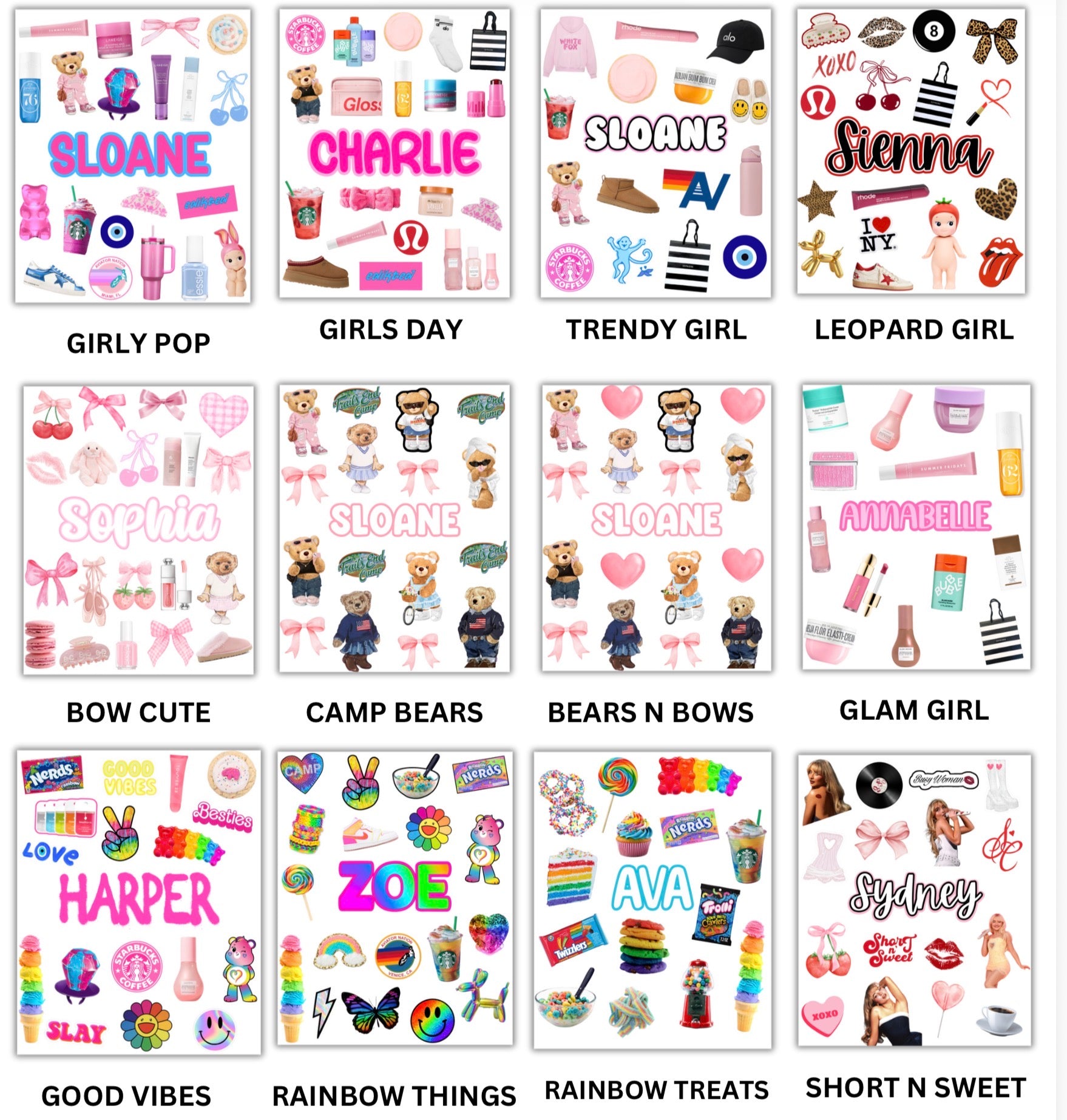 Removable Sticker Sheets