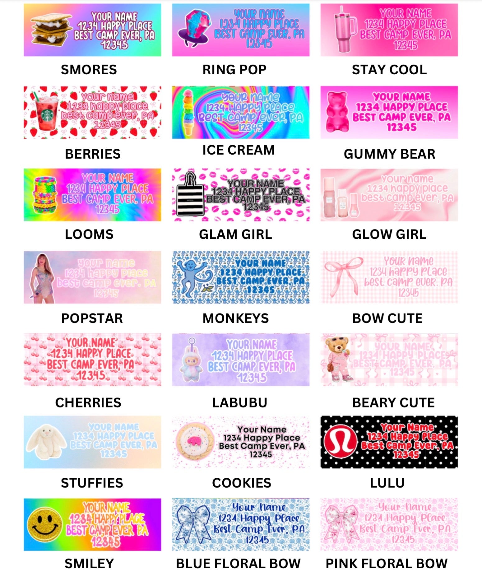 Predesigned Address Labels