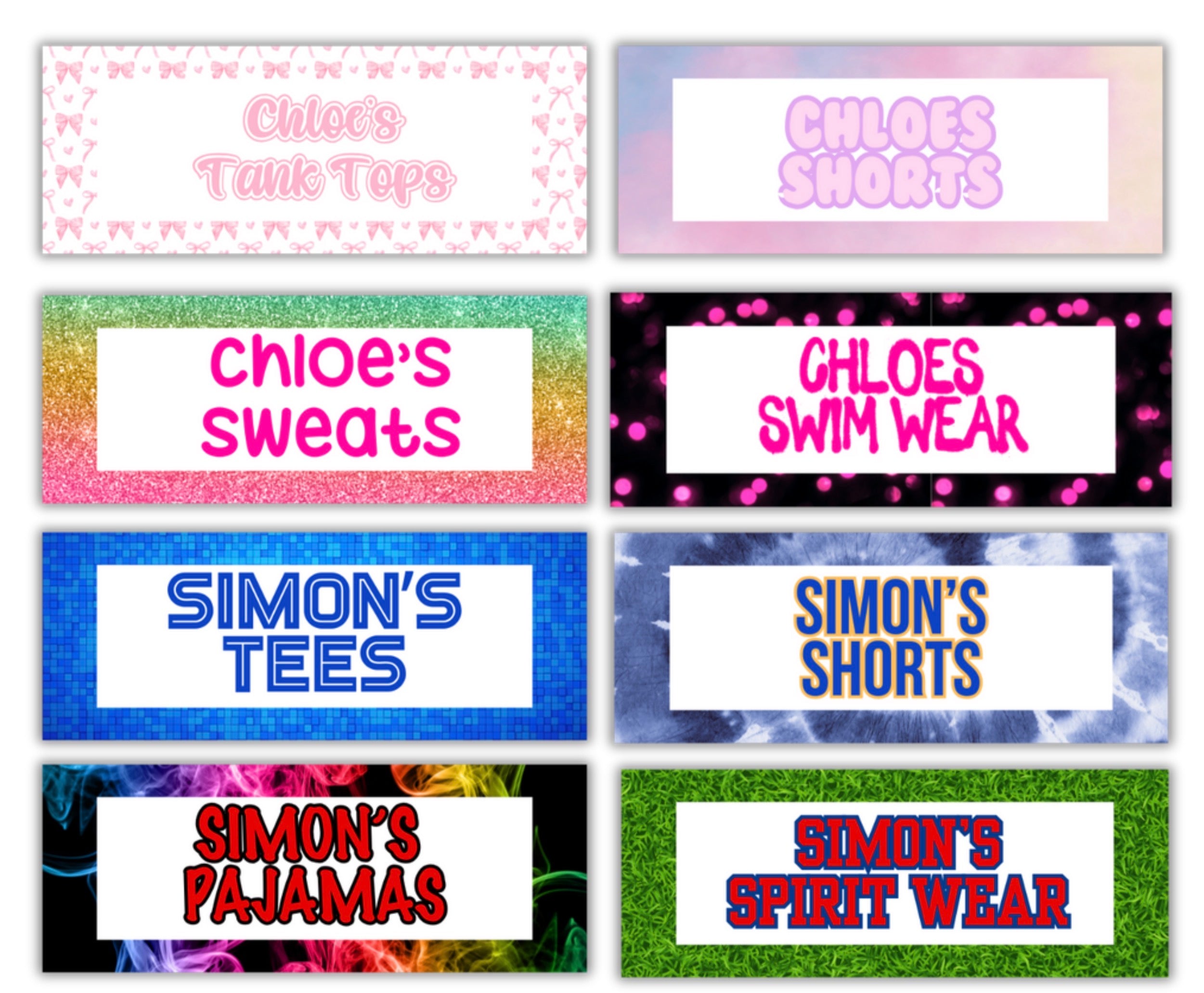 Set of 8 Bin Labels