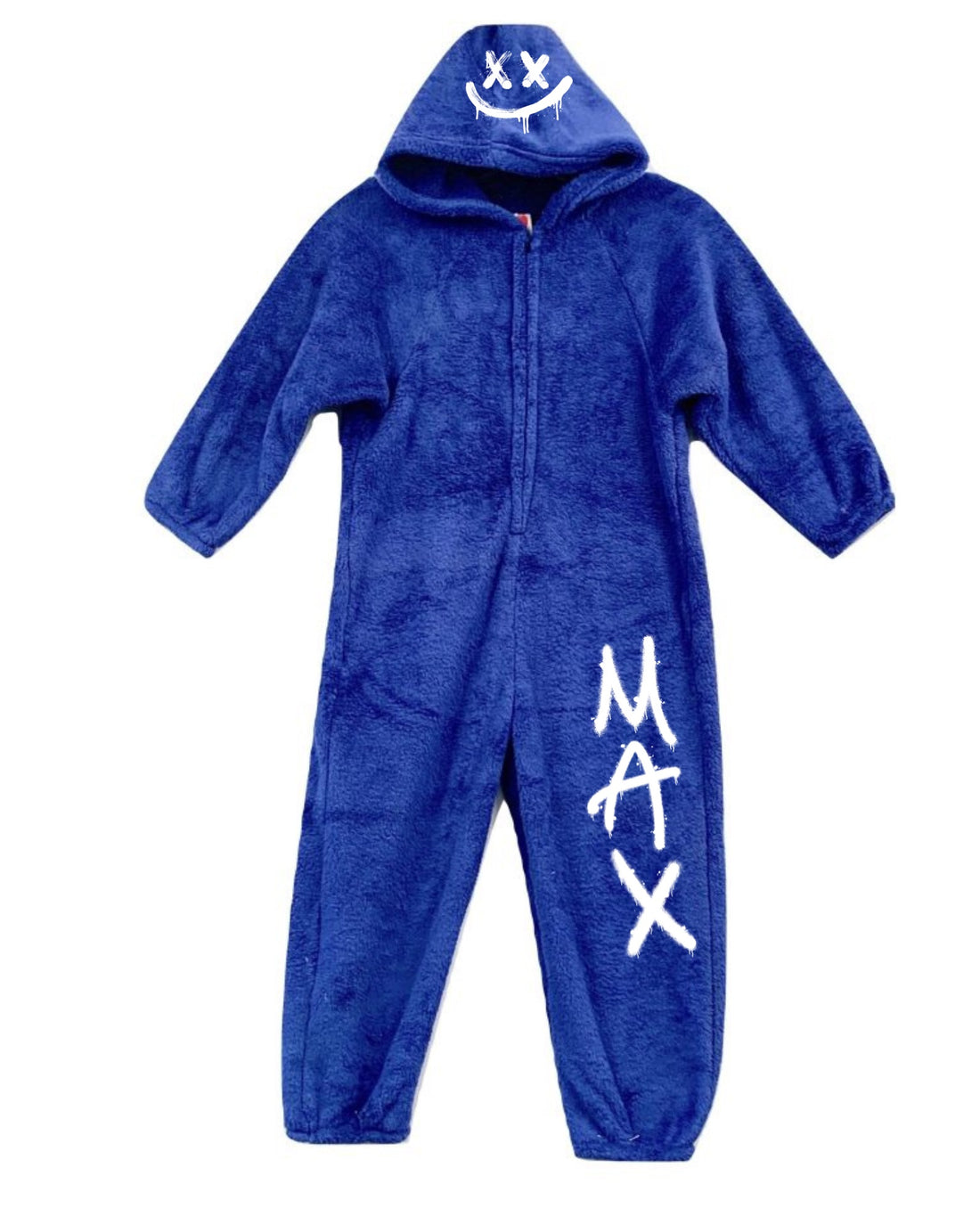 Boys Personalized Plush Fleece Pajama Onesie – Hooded Zip-Up Sleepwear