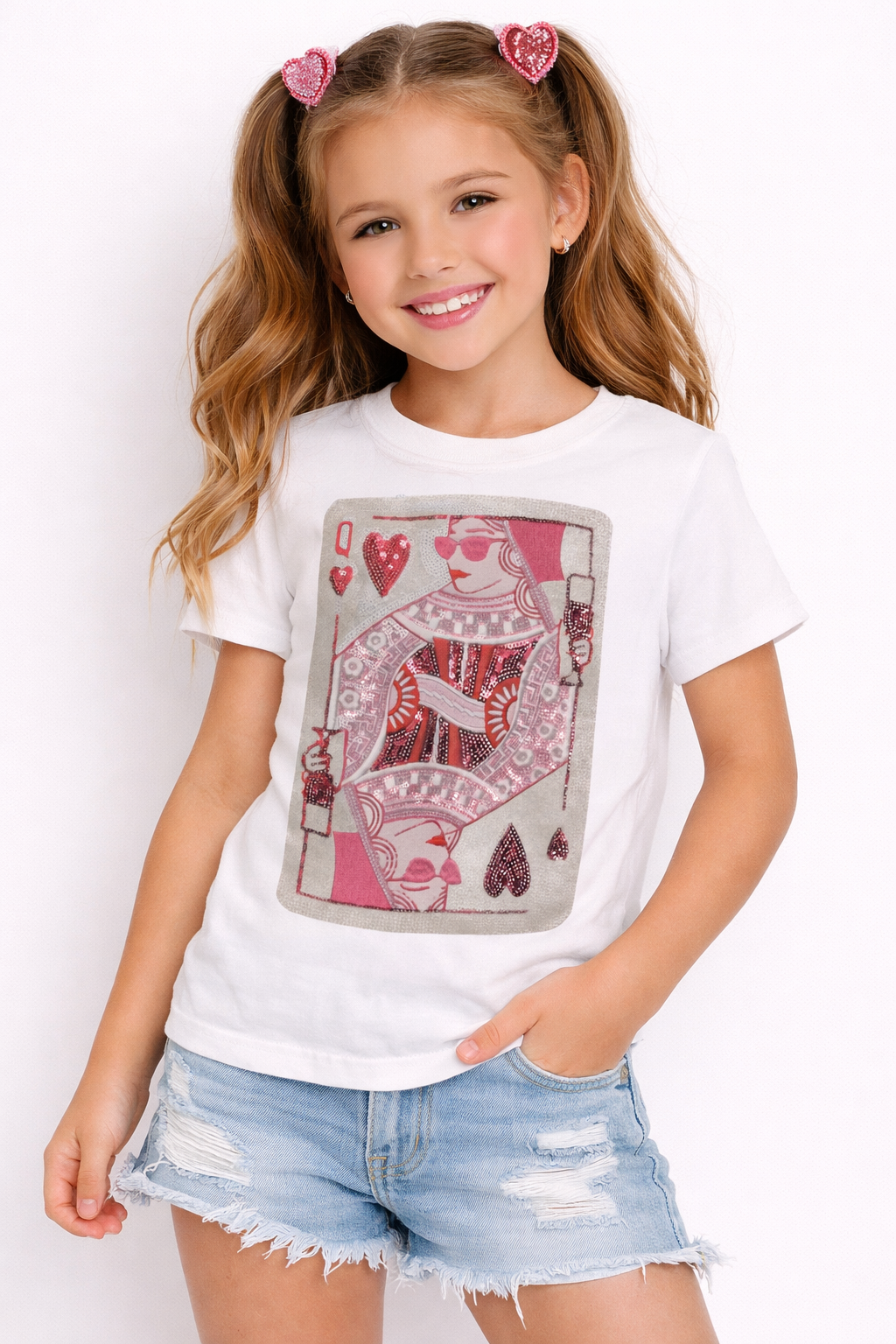 Sequin Queen of Hearts T-Shirt | Playing Card Graphic Tee