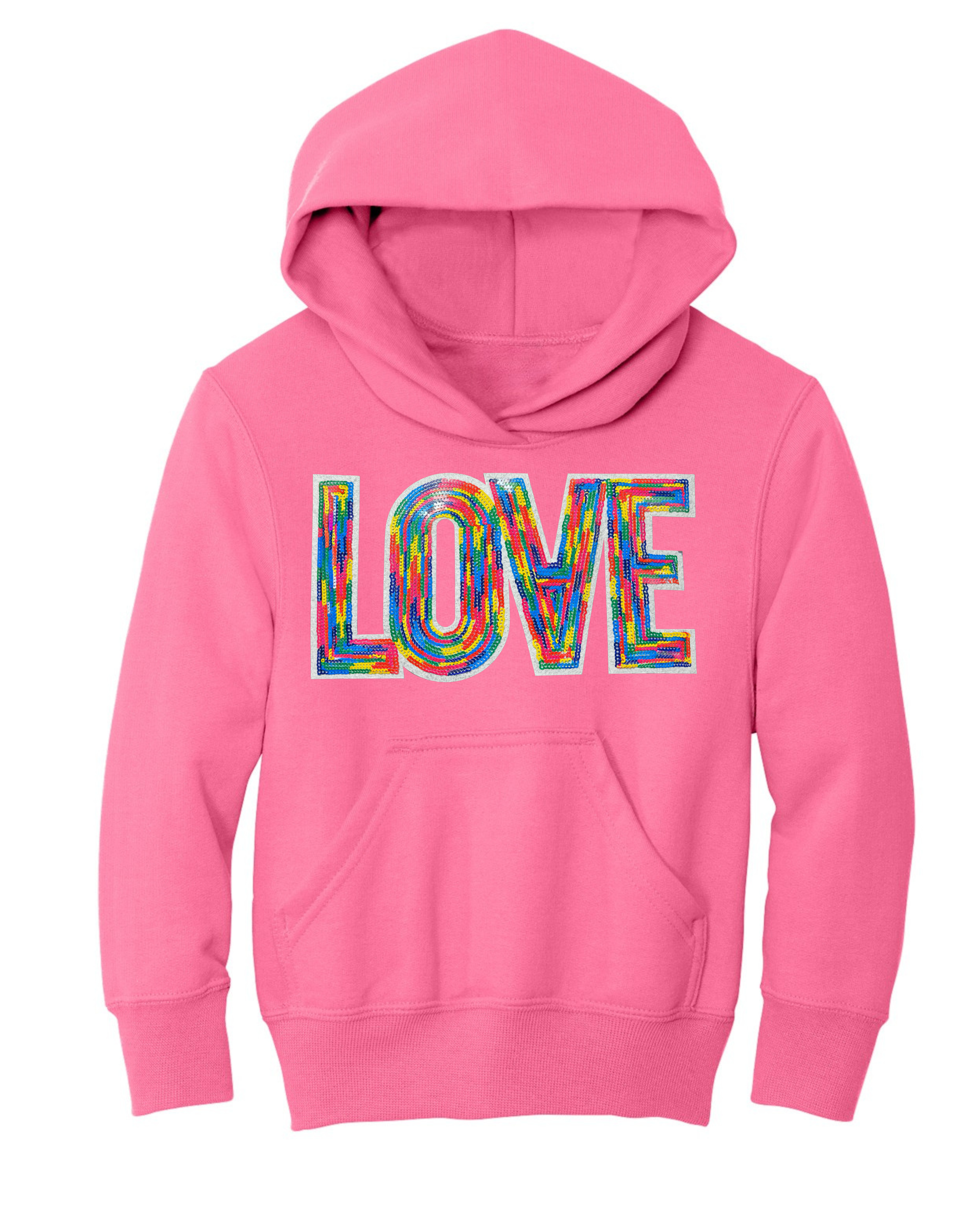 Rainbow Sequin LOVE Hoodie