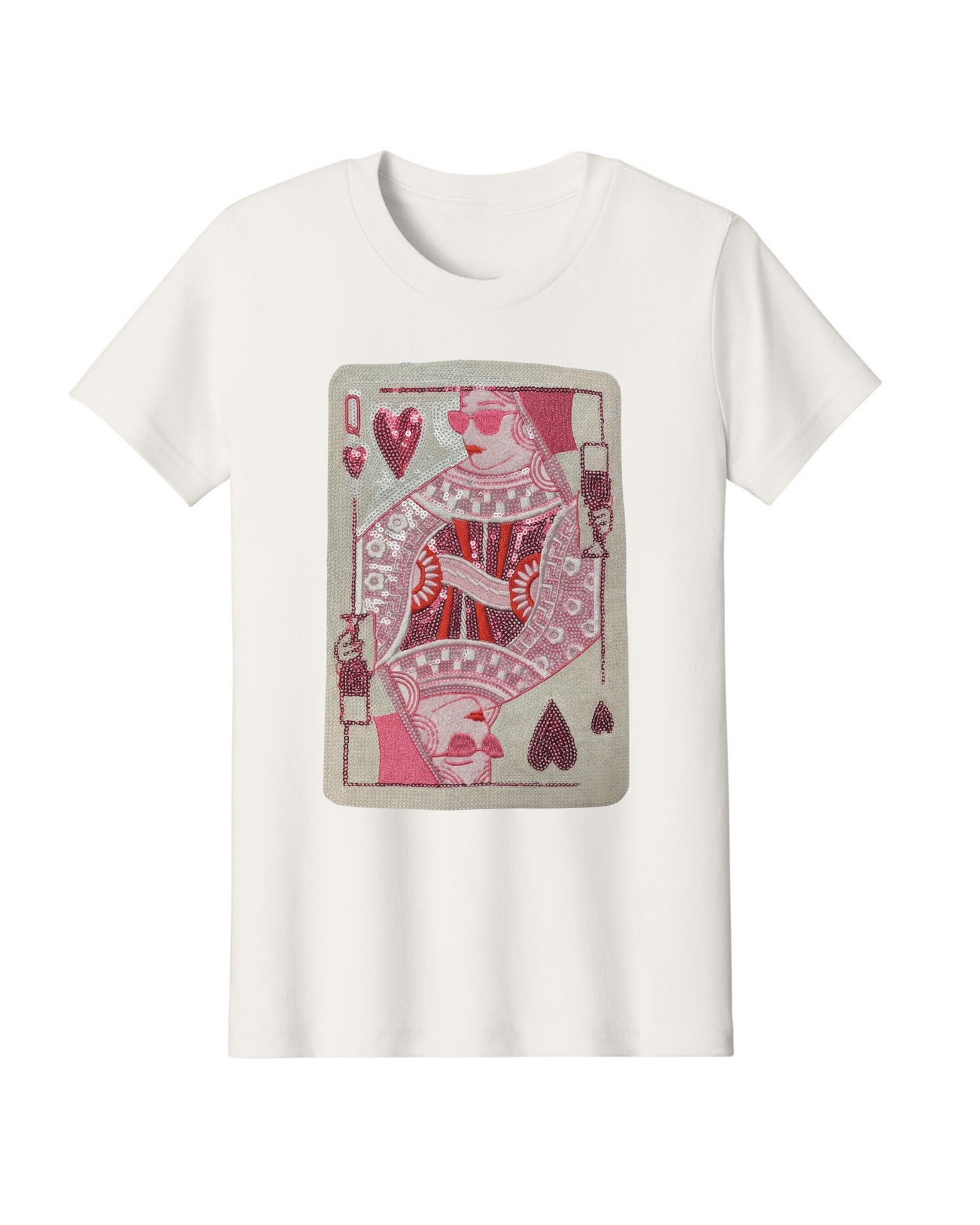 Sequin Queen of Hearts T-Shirt | Playing Card Graphic Tee